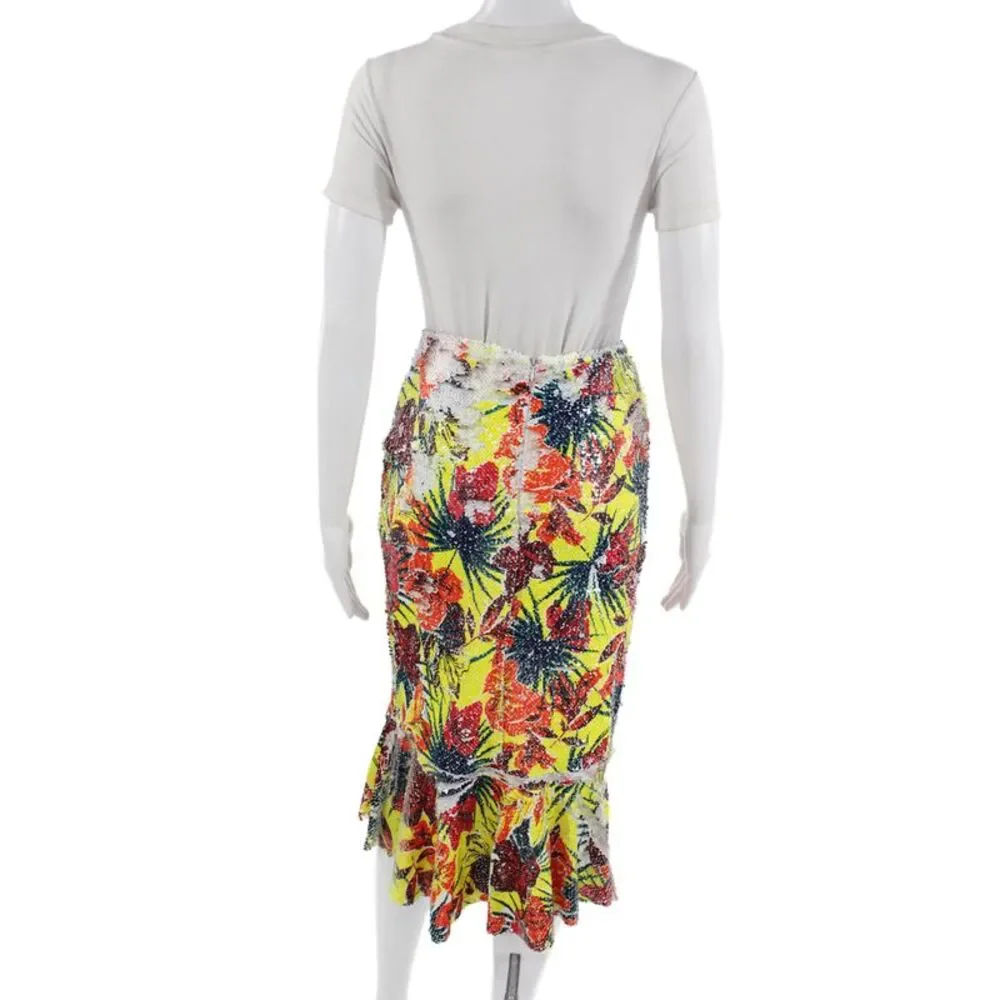 Zara Womens Multi-Color Floral Trumpet Midi Skirt 100% Polyester Size S - Picture 3 of 7